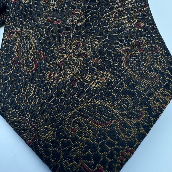 Vintage Ermenegildo Zegna Italian metallic print 100% Silk Tie - Picture 2 of 5